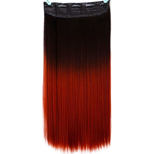 60 CM, 5 CLIP ON - BRUNET+BURGUNDY EXTENSIE PAR CLIPS CLIPON BANDA SINTETIC NATURAL 60 CM 5 DREPT SUVITE FULL HEAD 