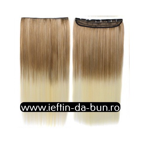 EXTENSIE 60 CM, 5 CLIP ON OMBRE PAR EXTENSII NATURAL SINTETIC CLAME