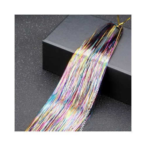 EXTENSII DECORATIUNE PAR GLITTER TINSEL EXTENSIE NATURAL SINTETIC STRALUCITOARE SCLIPICI  LINES MULTICOLOR FIRE BETEALA 