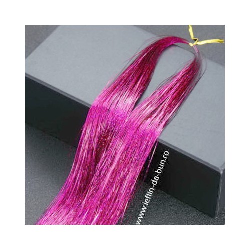 EXTENSII DECORATIUNE PAR GLITTER TINSEL EXTENSIE NATURAL SINTETIC STRALUCITOARE SCLIPICI  LINES MULTICOLOR FIRE - FUCSIA