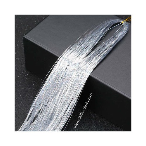 DECORATIUNE PAR GLITTER TINSEL  SCLIPICI  LINES MULTICOLOR FIRE BETEALA PARTY PETRECERE - ARGINTIU