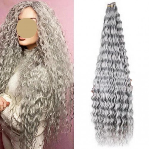 EXTENSII PAR CROCHET SINTETIC IMPLETITURI CROSETA IGLITA ANDREA CAP OCEAN WAVE 75 CM - GREY - EBM