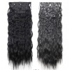 SET CLIP_ON 6BUC 16CLIPS 55-60CM NEGRU ONDULAT EXTENSII PAR