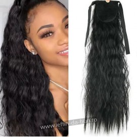 www.ieftin-da-bun.ro extensii par coada afro brazil cozi codite impletite impletituri ONDULAT SINTETIC  - NEGRU - B