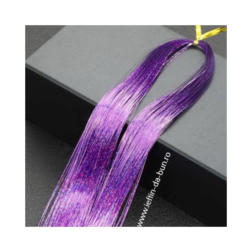 EXTENSII DECORATIUNE PAR GLITTER SINTETIC STRALUCITOARE SCLIPICI  LINES MULTICOLOR FIRE BETEALA PARTY PETRECERE- MOV